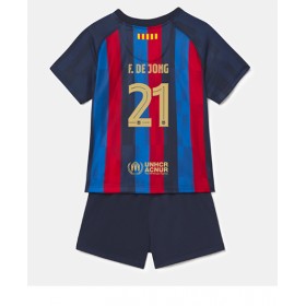 Baby Fußballbekleidung Barcelona Frenkie de Jong #21 Heimtrikot 2022-23 Kurzarm (+ kurze hosen)